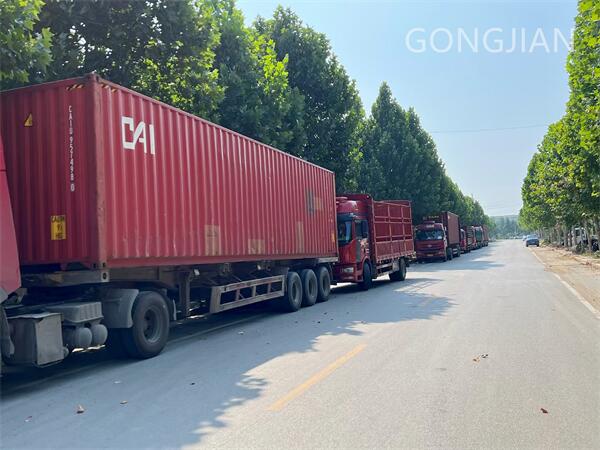 The freight vehicles queued at the entrance of my factory.jpg